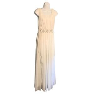 Carolina Collection Formal Dress Maxi White Chiffon Cleopatra Bling Silver Large